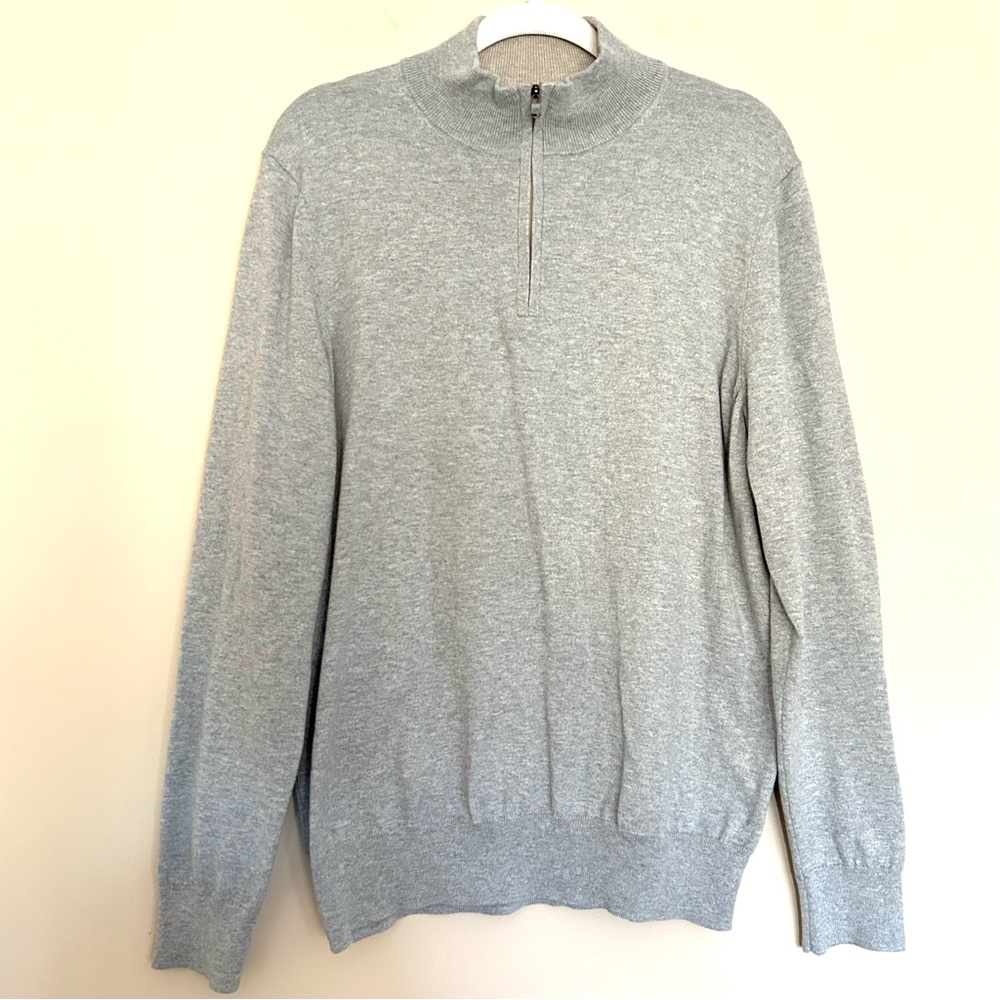 Joseph Abboud Men’s Light Heather Gray 1/4 Zip-Neck Sweater